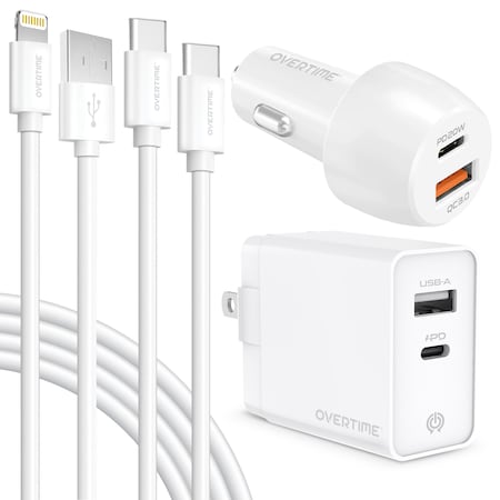 Overtime 4PC Charging Kit with 6ft iPhone Charging Cable OHC6AL6CC